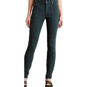 Anthropologie‎ Pilcro and The Letterpress Green Jacquard Ankle Zip Pants Size 28